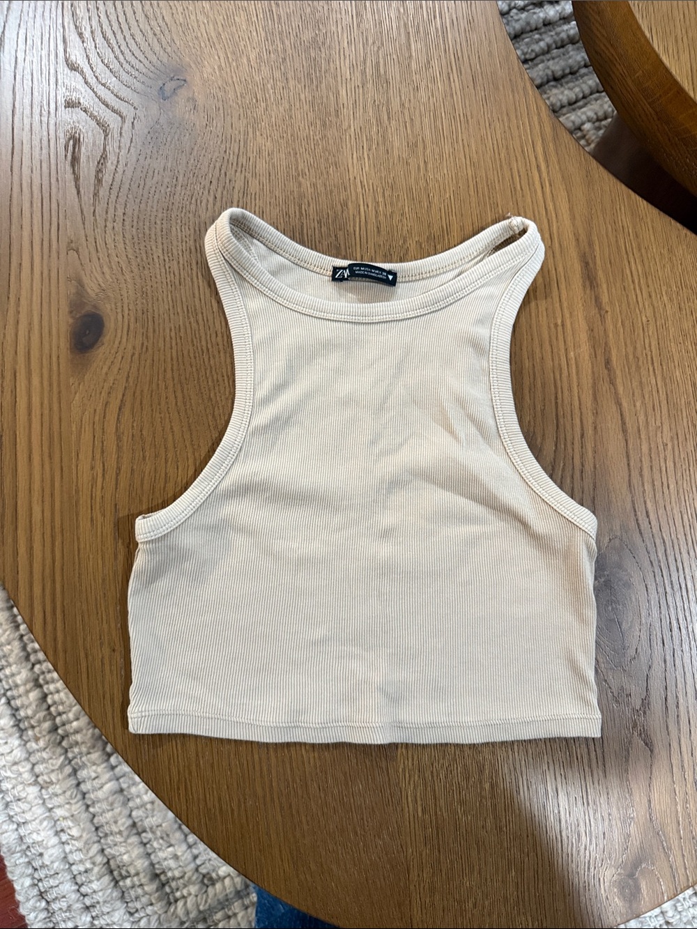 Zara beige crop top